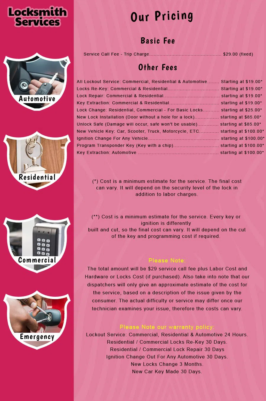 Livingston NJ Locksmith Store Livingston, NJ 973-617-9008 - price-list-c-18